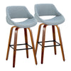 Fabrico - 30" Fixed-Height Barstool With Swivel And Square Black Metal Footrest (Set of 2) - Walnut Wood