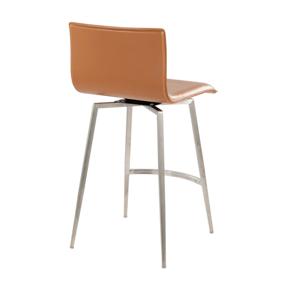 Mara - 26" Upholstered Fixed-Height Counter Stool With Swivel (Set of 2) - Stainless Steel