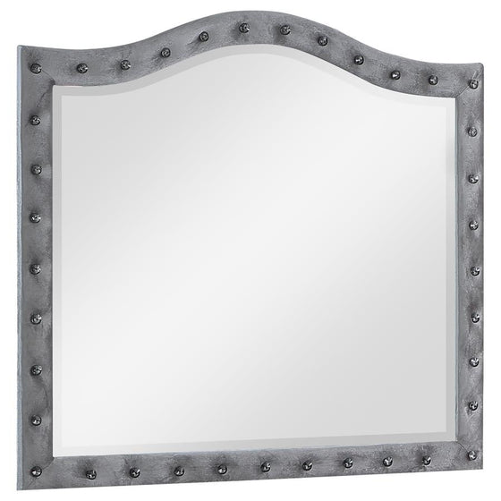 Deanna Button Tufted Mirror Grey