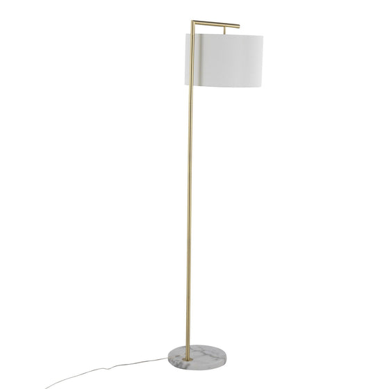 Fran - Floor Lamp - Gold Metal, White Marble, And White Linen Shade