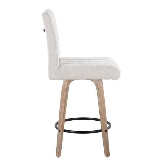 Hank - 26" Fixed-Height Counter Stool With Swivel And Round Black Metal Footrest (Set of 2) - Whitewashed Wood
