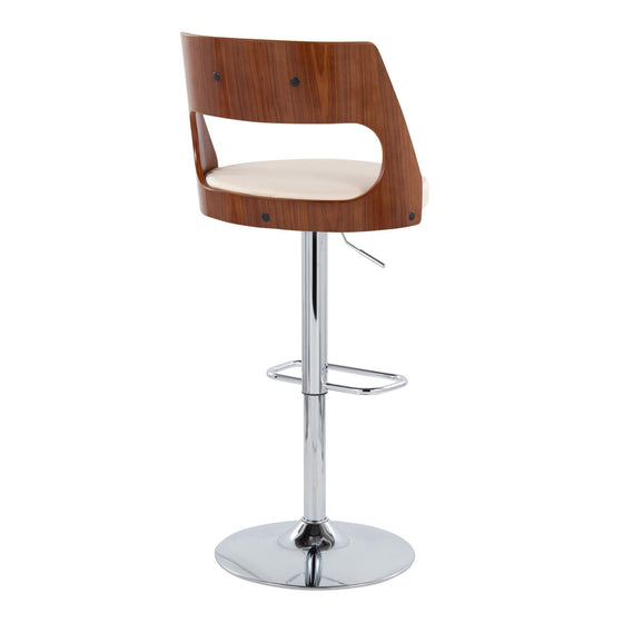 Cecina - Adjustable Barstool With Swivel And Rounded Rectangle Footrest (Set of 2) - Chrome Metal, Cherry Wood