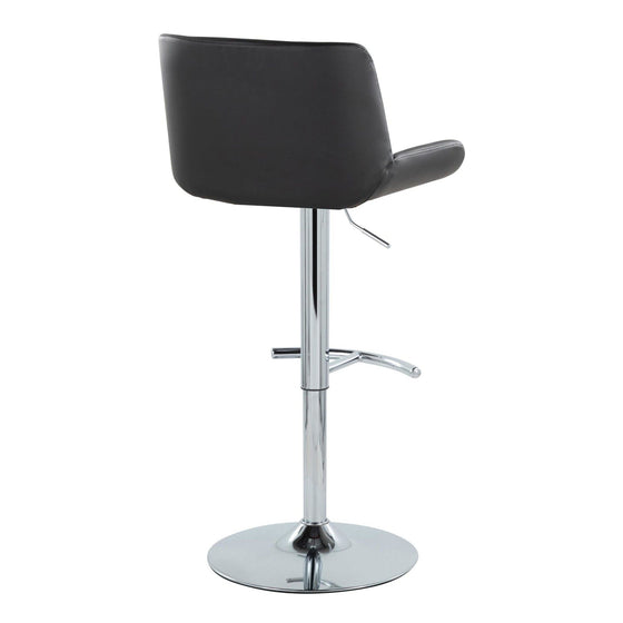 Santi - Upholstered Adjustable Barstool With Swivel And Rounded T Footrest (Set of 2) - Chrome Metal