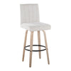 Hank - 30" Fixed-Height Barstool With Swivel And Round Black Metal Footrest (Set of 2) - Whitewashed Wood