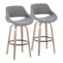  Fabrico - 30" Fixed-Height Barstool With Swivel And Round Black Metal Footrest (Set of 2) - Light Gray Wood