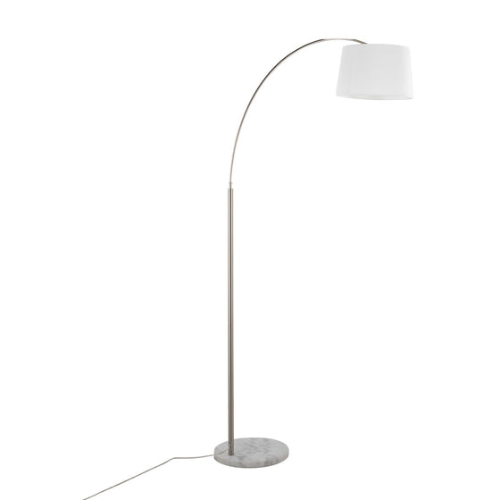 March - Floor Lamp - White Marble And Nickel
