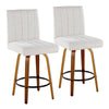 Hank - 26" Fixed-Height Counter Stool With Swivel And Round Black Metal Footrest (Set of 2) - Walnut Wood