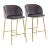 Fran - Counter Stool - Gold Steel And Gray Velvet (Set of 2)