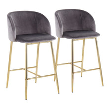  Fran - Counter Stool - Gold Steel And Gray Velvet (Set of 2)