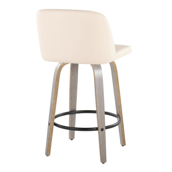 Toriano - 26" Fixed-height Counter Stool (Set of 2) - Light Gray, Cream And Black