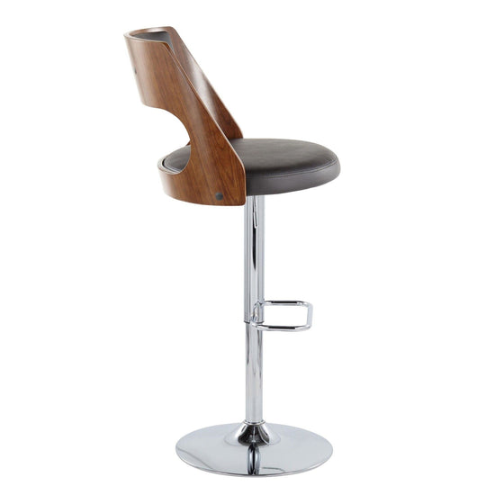 Cecina - Adjustable Barstool With Swivel And Rounded Rectangle Footrest (Set of 2) - Chrome Metal, Cherry Wood