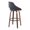 Fabrico - 30" Fixed-Height Barstool With Swivel And Round Black Metal Footrest (Set of 2) - Walnut Wood