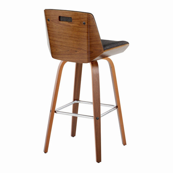 Corazza - 30" Fixed-Height Barstool (Set of 2) - Walnut & Black Base