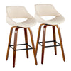 Fabrico - 30" Fixed-Height Barstool With Swivel And Square Black Metal Footrest (Set of 2) - Walnut Wood