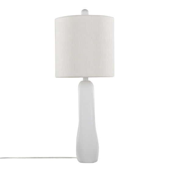 Pearl - 29" Polyresin Table Lamp - Matte White Poly, Natural Shell And White Linen Shade from Grandview Gallery (Set of 2)