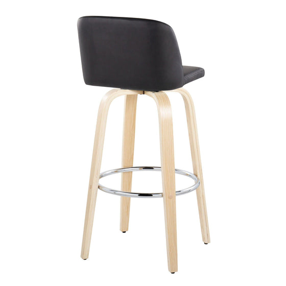 Toriano - 30" Fixed-Height Barstool (Set of 2) - Natural & Chrome Base