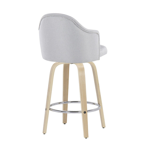 Ahoy - Fixed - Height Counter Stool - Natural Wood Legs And Round Footrest (Set of 2)