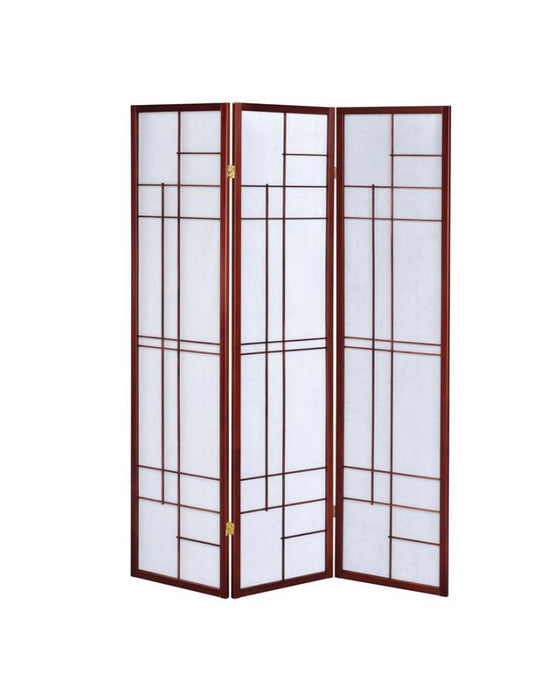 Katerina - 3 - Panel Room Divider Folding Shoji Screen - Cherry