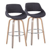 Fabrico - 30" Fixed-Height Barstool With Swivel And Round Chrome Metal Footrest (Set of 2) - Light Gray Wood