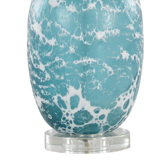 Rocca - 29" Table Lamp (Set of 2) - Sapphire Blue And White Glass, Brushed Nickel, Clear Crystal, And White Linen Shade