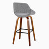 Fabrico - 30" Fixed-Height Barstool With Swivel And Square Black Metal Footrest (Set of 2) - Walnut Wood