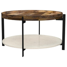  Adhvik - Round Table With Marble Shelf