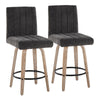 Hank - 26" Fixed-Height Counter Stool With Swivel And Round Black Metal Footrest (Set of 2) - Whitewashed Wood