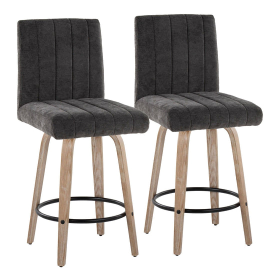 Hank - 26" Fixed-Height Counter Stool With Swivel And Round Black Metal Footrest (Set of 2) - Whitewashed Wood