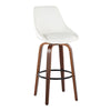 Diana - 30" Fixed-Height Barstool With Swivel And Round Black Metal Footrest (Set of 2) - Walnut Wood