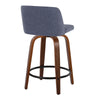 Toriano - 24" Fixed-Height Counter Stool (Set of 2) - Walnut & Black Round Base