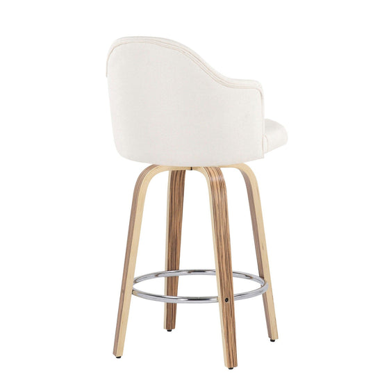 Ahoy - Fixed - Height Counter Stool - Zebra Wood Legs And Round Footrest (Set of 2)