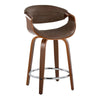 Symphony - 24" Fixed-Height Counter Stool With Swivel And Round Chrome Metal Footrest (Set of 2) - Walnut Wood