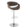 Curvo - Adjustable Barstool With Swivel And Rounded Rectangle Footrest (Set of 2) - Chrome Metal, Walnut Wood