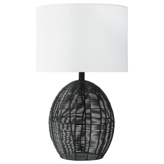 Indio - Drum Shade Handwoven Rattan Table Lamp - Black