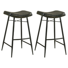  Bayu - Leather Upholstered Saddle Seat Backless Bar Stool (Set of 2)
