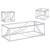 Lille - 3 Piece Glass Top Coffee End Sofa Table Set - Chrome