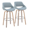 Fabrico - 30" Fixed-Height Barstool With Swivel And Round Chrome Metal Footrest (Set of 2) - Light Gray Wood