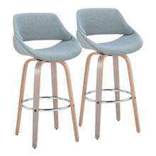  Fabrico - 30" Fixed-Height Barstool With Swivel And Round Chrome Metal Footrest (Set of 2) - Light Gray Wood