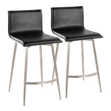  Mara - 26" Upholstered Fixed-Height Counter Stool With Swivel (Set of 2) - Stainless Steel