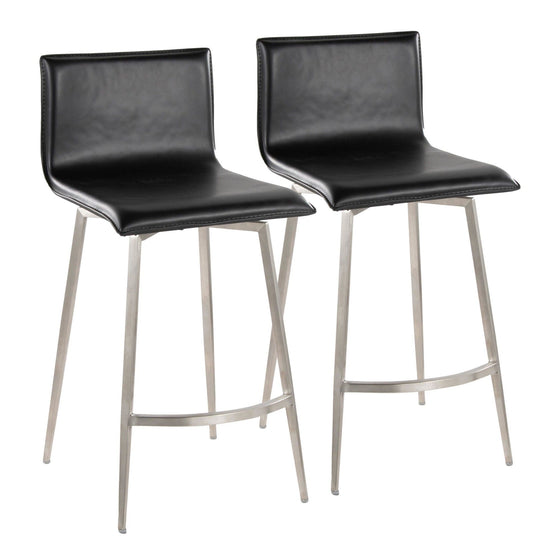 Mara - 26" Upholstered Fixed-Height Counter Stool With Swivel (Set of 2) - Stainless Steel