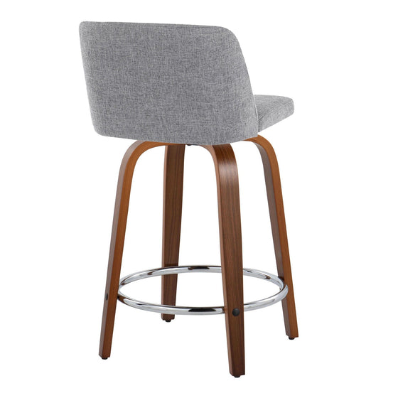 Toriano - 24" Fixed-height Counter Stool (Set of 2) - Dark Brown And Gray