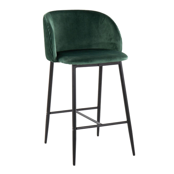 Fran - Pleated Waves Fixed-Height Counter Stool (Set of 2)