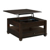 Wagner - Square Lift-Top Coffee Table With Casters - Cherry