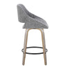 Fabrico - 26" Fixed-Height Counter Stool With Swivel And Round Black Metal Footrest (Set of 2) - Light Gray Wood