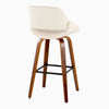 Fabrico - 30" Fixed-Height Barstool With Swivel And Square Black Metal Footrest (Set of 2) - Walnut Wood
