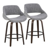 Fabrico - 26" Fixed-Height Counter Stool With Swivel And Round Black Metal Footrest (Set of 2) - Walnut Glazed Wood