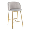 Fran - Pleated Waves Fixed-Height Counter Stool (Set of 2) - Gold Legs