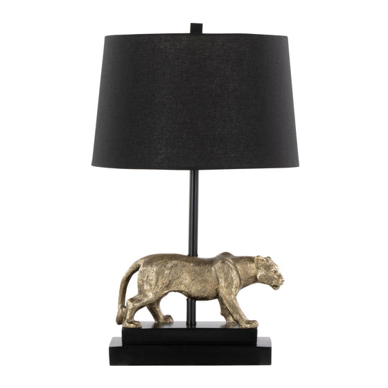 Panther - 26" Table Lamp (Set of 2) - Black Metal And Gold Polyresin With Matte Black Linen Shade