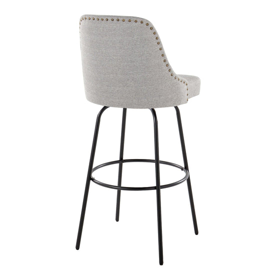 Marcel - 30" Fixed-Height Barstool With Swivel And Round Black Metal Footrest (Set of 2) - Black Metal