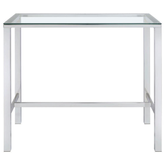 Tolbert - Rectangular Glass Top Pub Bar Table - Chrome